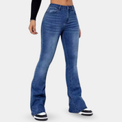 DARK BLUE FLARED JEANS