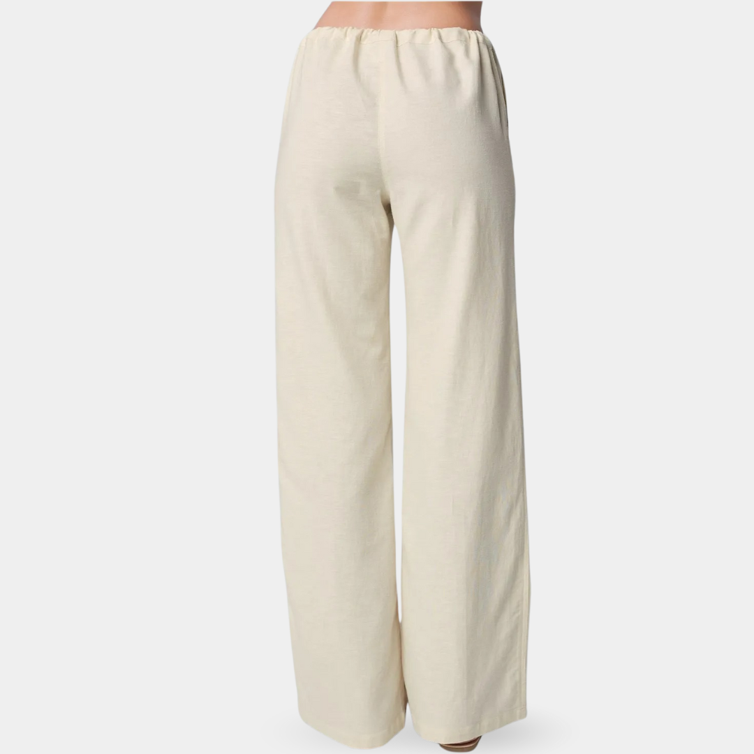 BEIGE LINEN LOOK TROUSERS